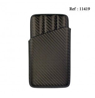 Cigar Case Leather look Carbon for 3 cigars