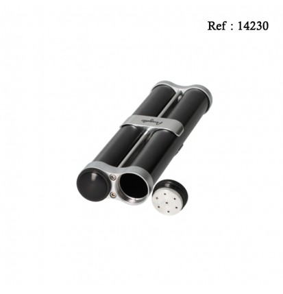 Cigar CaseAlu for 2 cigars Black/Silver 195 x 57 x 28 mm