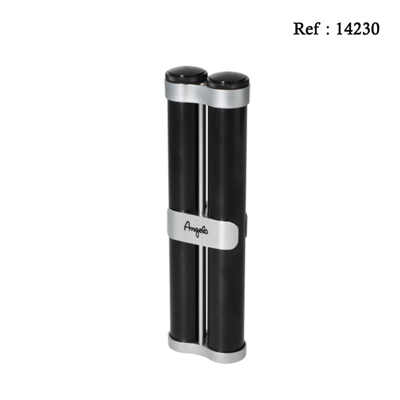 Tube Alu 2 Cigares Noir/Argent 195 x 57 x 28 mm