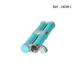 Tube Alu 2 Cigares Bleu Turquoise/Argent 195 x 57 x 28 mm