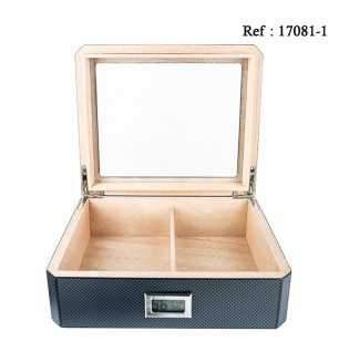 Humidor Carbon Fibre with glass lid Humidorius 260 x 220 x 90 mm