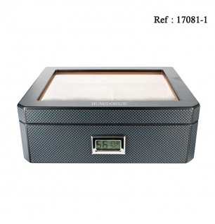 Humidor Carbon Fibre with glass lid Humidorius 260 x 220 x 90 mm