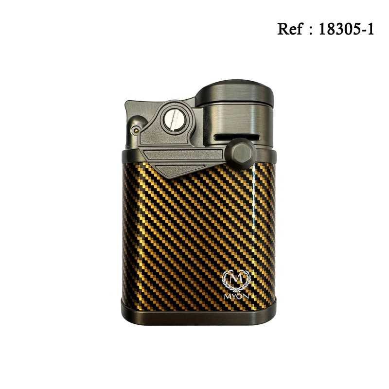 Briquet MYON Lasalle Quadruple Jet Jaune, avec repose cigare