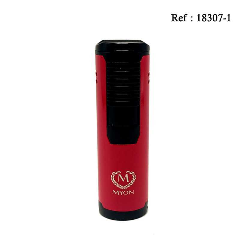 Briquet MYON Cigare Le Vilaron Quadruple Jet Rouge,avec repose cigare