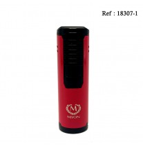 Briquet MYON Cigare Le Vilaron Quadruple Jet Rouge,avec repose cigare