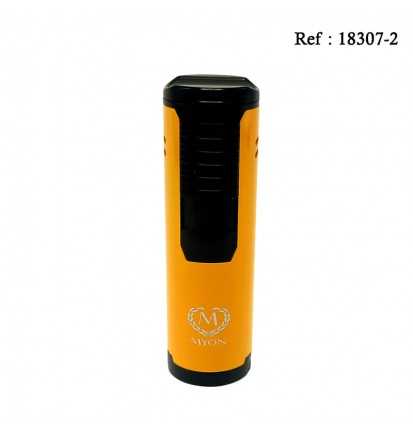 Briquet MYON Cigare Le Vilaron Quadruple Jet Jaune,avec repose cigare