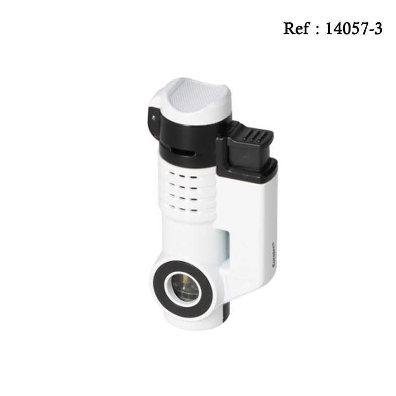 Briquet triple jet Eurojet Blanc Mat avec repose cigare,emporte pièce