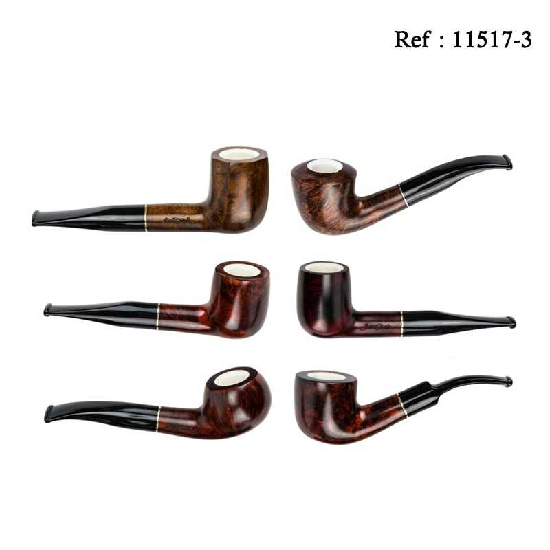 Pipes Jean Claude Bi-Color acrylique,coffret de 6 assorties avec étui