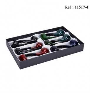 Pipes Jean Claude embout acrylique lisse, coffret de 12 assorties