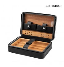 Cave de voyage Cuir Noir, 4 cigares