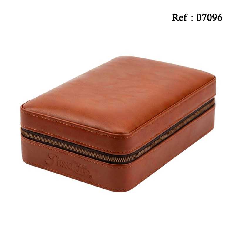 Travel Humidor Brown leather for 4 cigars