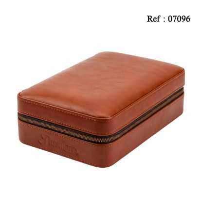 Travel Humidor Brown leather for 4 cigars