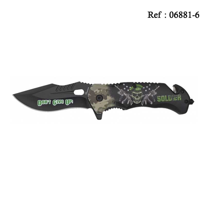 Knife 3D 8.9cm Dont Give Up Soldier with clip