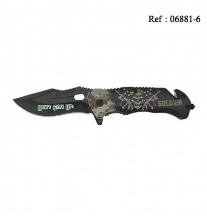 Knife 3D 8.9cm Dont Give Up Soldier with clip