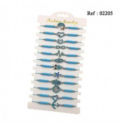 Bracelet pearls Turquoise assorted per 12 pcs