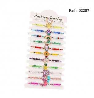 Bracelets Fantaisie Perles Amitié assortis par 12 pcs