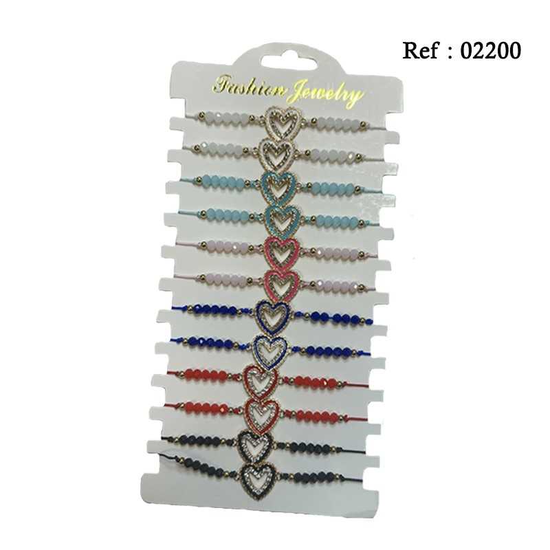 Bracelet pearls Hearts Diamonds assorted per 12 pcs