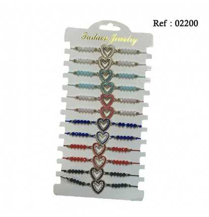 Bracelet pearls Hearts Diamonds assorted per 12 pcs