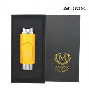 Briquet MYON BANDOL Triple Jet Jaune, avec emporte pièce