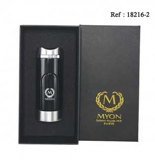 Briquet MYON BANDOL Triple Jet Noir, avec emporte pièce