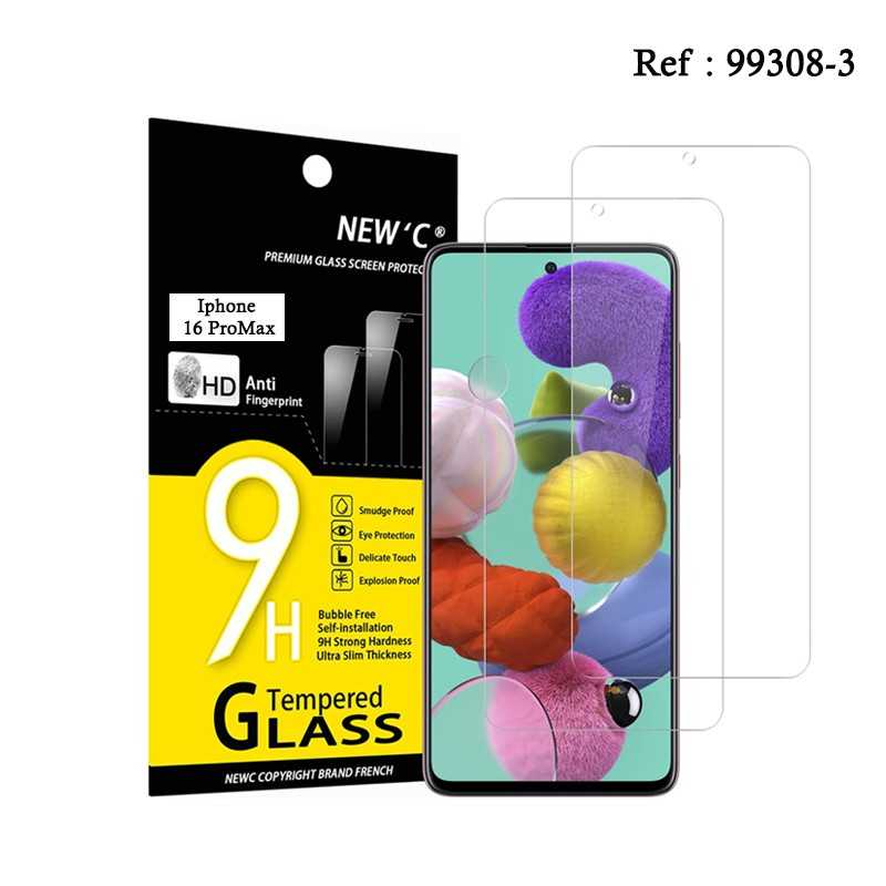 Verre Trempé Compatible IP 16 PRO MAX Transparent