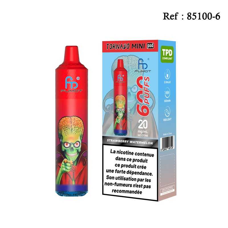 Starter Kit TORNADO Mini Strawberry Watermelon 2% Pods(Batterie+2Pods) 1200puffs
