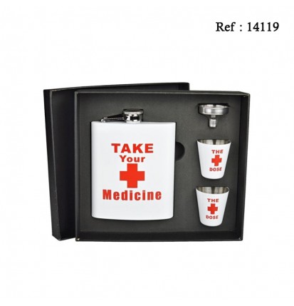 Coffret Flasque + 2 gobelets Blanc 170 ml