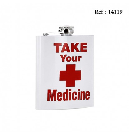 Hip Flask gift box metal white medicine, 170 ml with 2 cups
