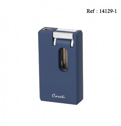 Briquet Caseti jet flamme Bleu Nuit Mat, avec emporte pièce