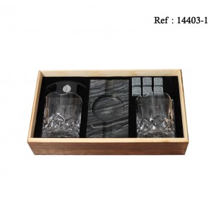 Coffret Cendrier Cigare Granit + coupe cigare + 2 verres + 4 cubes