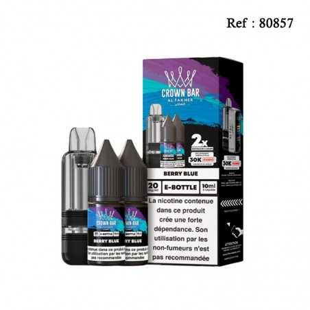 30K Kit Cubic Berry blue 20mgml Crown Bar Al Fakher cartouche + batterie