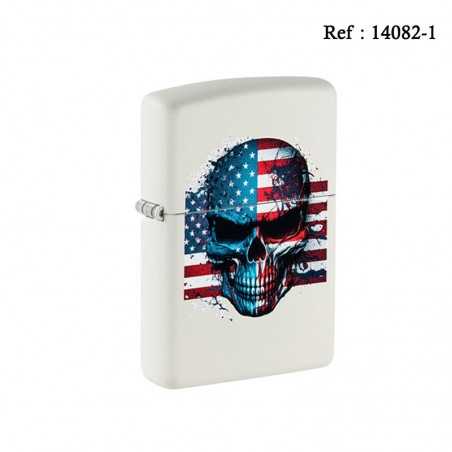 Briquet ZIPPO blanc Skull Flag