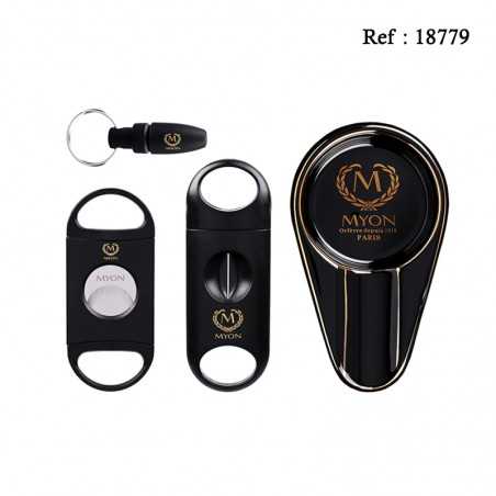 MYON cigar set Black astray, piercer and cigar cutters