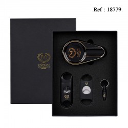 MYON cigar set Black astray, piercer and cigar cutters
