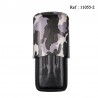 Cigar case 3 cigars Camouflage leather Black/Grey corona robusta