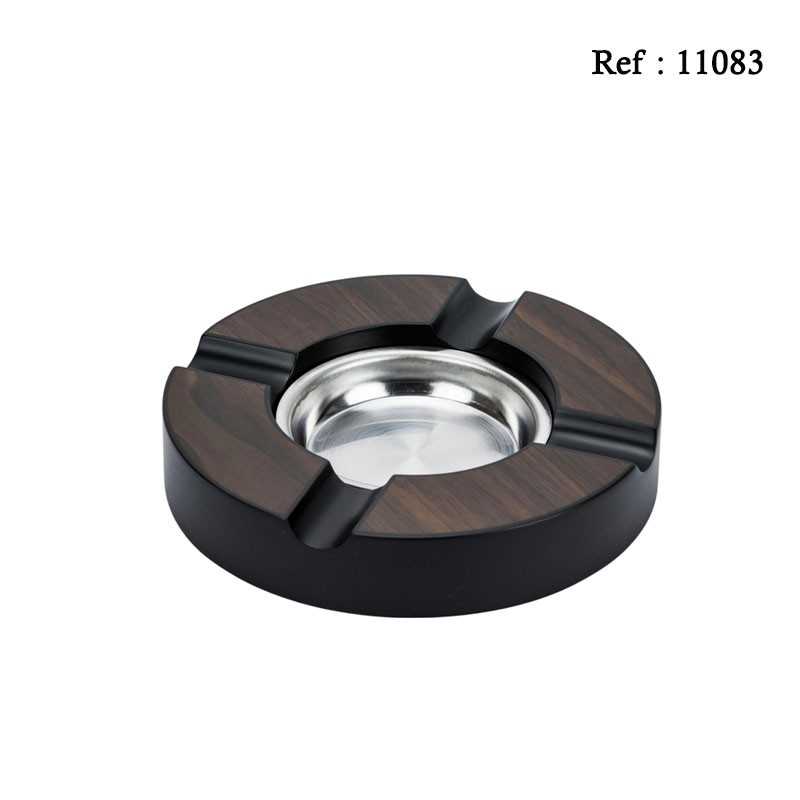 Cendrier à cigares rond Noyer mat 3 x 16cm