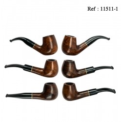 Pipe Jean Claude Marron/Orange ass. embout acrylique, Lot de 6