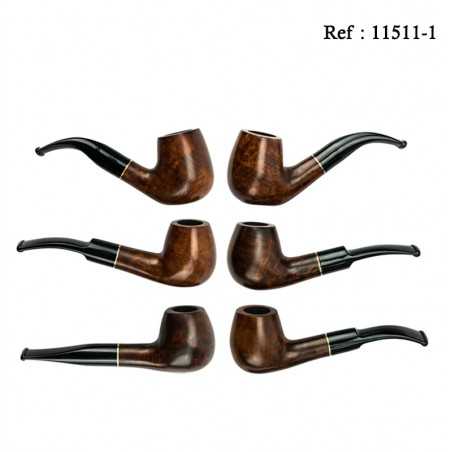 Pipe Jean Claude Marron/Orange ass. embout acrylique, Lot de 6