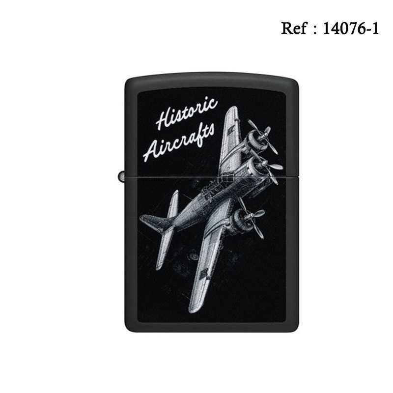 Briquet ZIPPO noir mat Historic Aircrafts