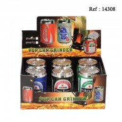 Metal grinder Beverage Cans Ø 4 cm, 4 parts, assorted per 6 pcs
