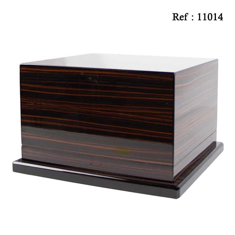 Ebony cigar humidor, 75 cigars, 2 drawers, 335 x 300 x 212 mm