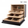 Ebony cigar humidor, 75 cigars, 2 drawers, 335 x 300 x 212 mm