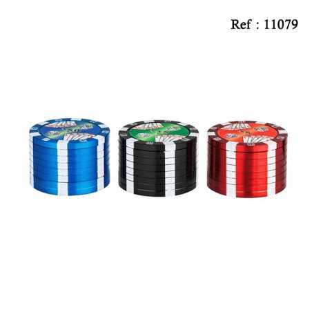 Metal grinder Poker-chip Ø 4.7 cm, 3 parts, assorted per 12 pcs