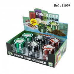 Metal grinder Poker-chip Ø 4.7 cm, 3 parts, assorted per 12 pcs
