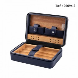 Travel Humidor Blue Cuba leather for 4 cigars