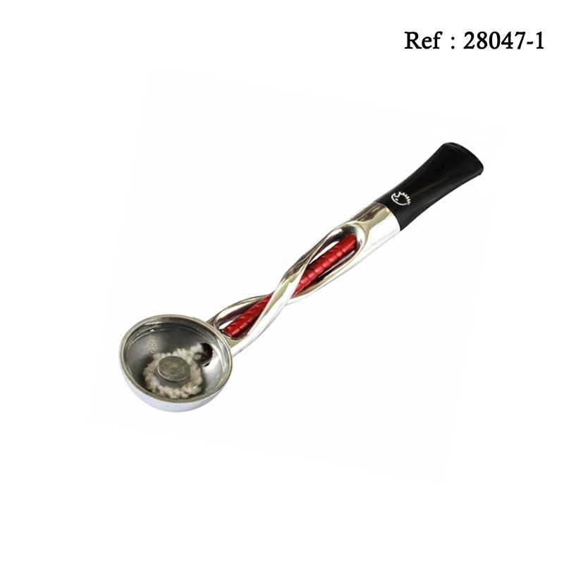 Tuyau pour pipe FALCON Torsadé Droit, rouge bec Noir