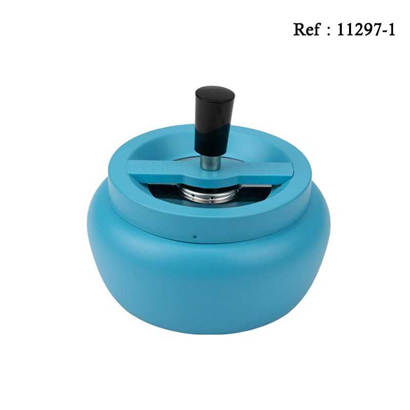 Cendrier poussoir Bleu Mat Ø 13 cm