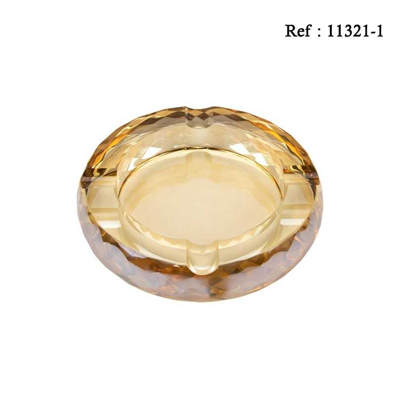 Cendrier à cigares en verre cristal rond ambré, Ø 19 cm, hauteur 4 cm