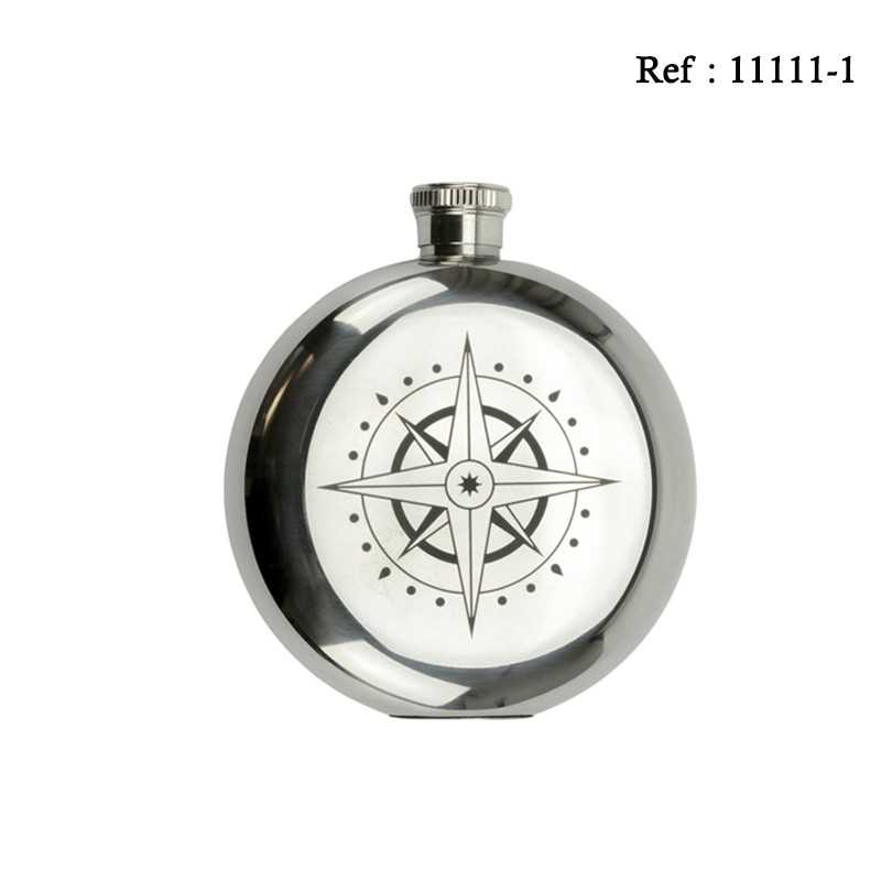 Hip Flask steel round polished 150 ml 5z Compass