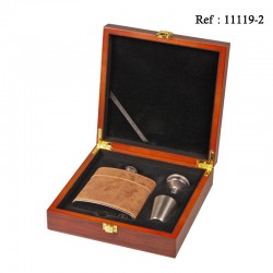 Set Hip Flask 180 ml 6z bronw antique with 1 cup and 1 funnel